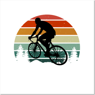 Cyclist vintage retro sunset style Posters and Art